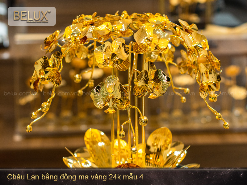 Chậu Lan bằng đồng mạ vàng 24k mẫu 04