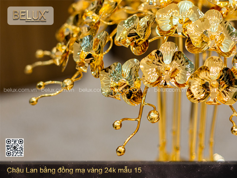 Chậu Lan bằng đồng mạ vàng 24k mẫu 15