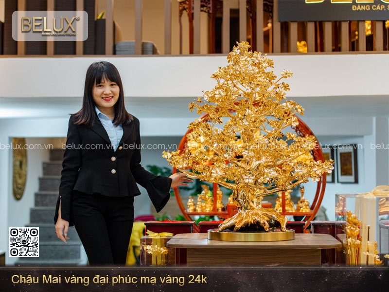 Chậu Mai vàng đại phúc mạ vàng 24K