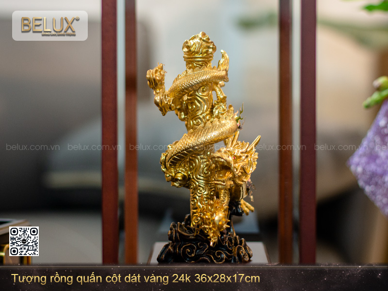 Tượng Rồng quấn cột dát vàng 24k