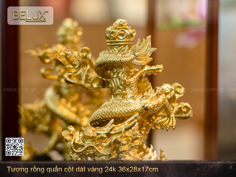 Tượng Rồng quấn cột dát vàng 24k