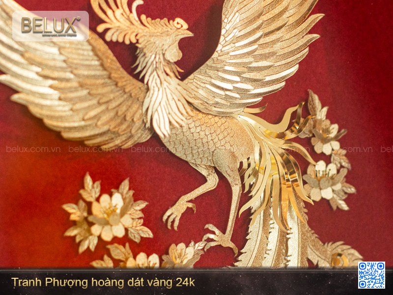 Tranh Phượng Hoàng dát vàng 24k 25x32cm