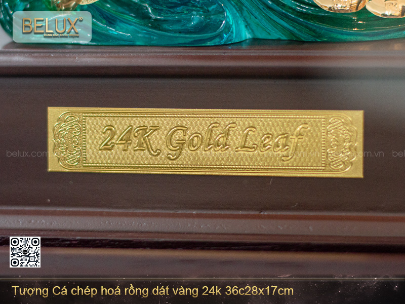 Tượng Cá chép hoá rồng dát vàng 24k