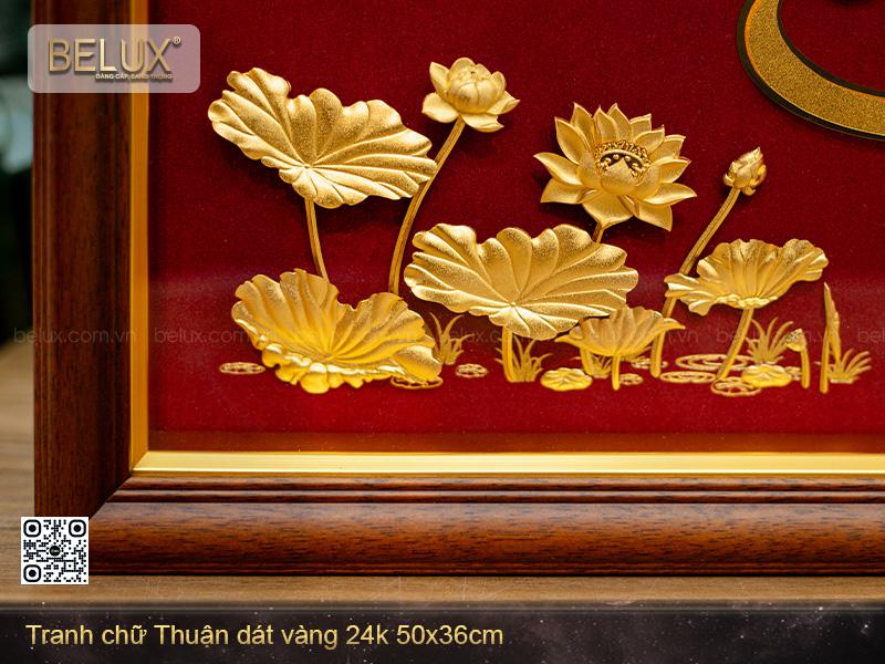 Tranh chữ Thuận dát vàng 24k kt 50x36cm