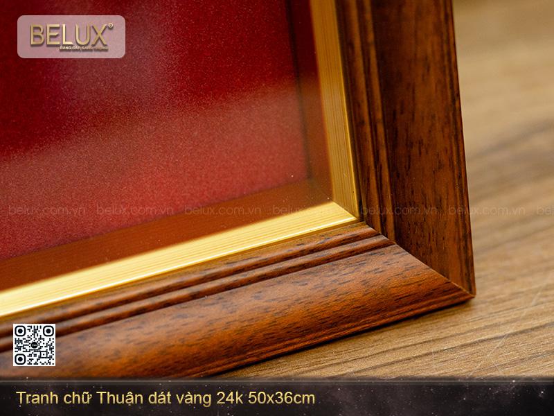 Tranh chữ Thuận dát vàng 24k kt 50x36cm