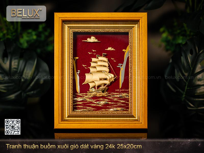 Tranh thuận buồm xuôi gió dát vàng 24k 25x20cm