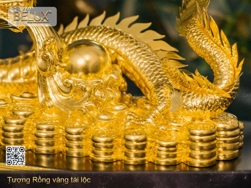 Tượng Rồng vàng tài lộc dát vàng 24k