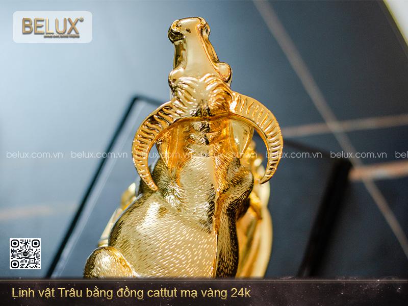 Tượng linh vật Trâu phong thuỷ mạ vàng 24