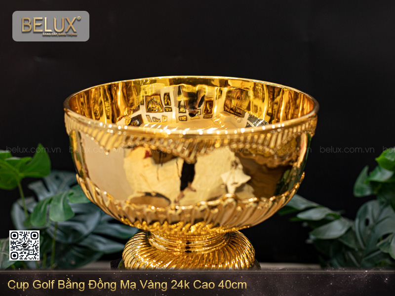 Cup Golf Bằng Đồng Mạ Vàng 24k Chế Tác Theo Yêu Cầu cao 40cm