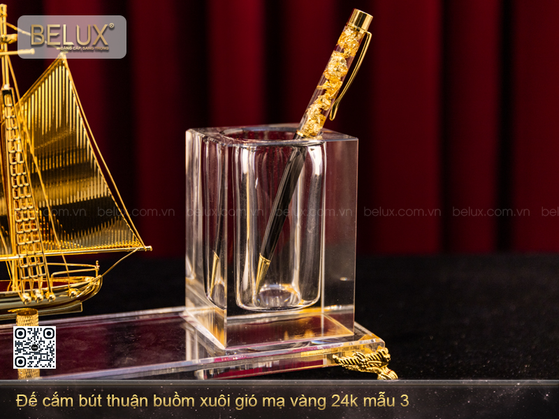 Đế cắm bút thuận buồm xuôi gió mạ vàng 24k mẫu 3