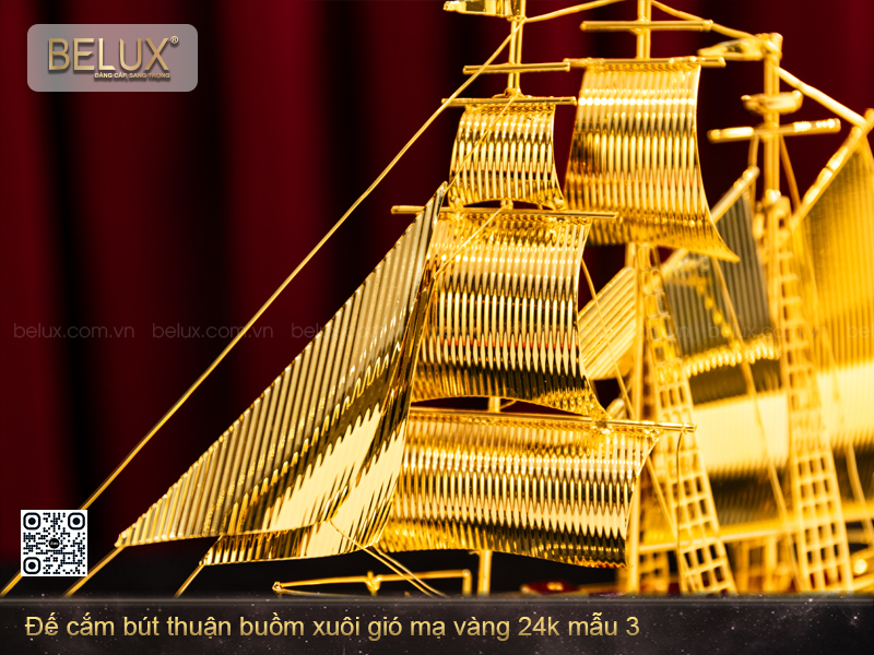 Đế cắm bút thuận buồm xuôi gió mạ vàng 24k mẫu 3