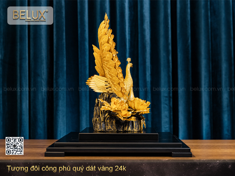 Tượng đôi công phú quý dát vàng 24k