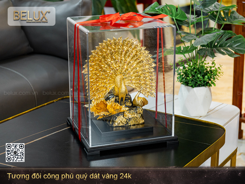 Tượng đôi công phú quý dát vàng 24k