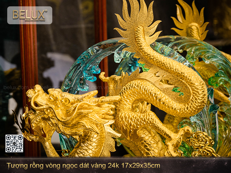 Tượng rồng vòng ngọc dát vàng 24k