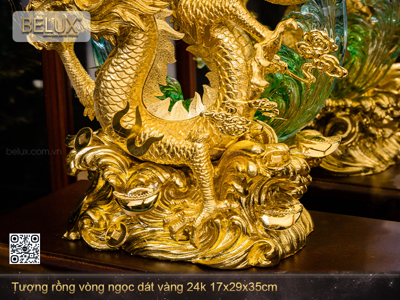 Tượng rồng vòng ngọc dát vàng 24k