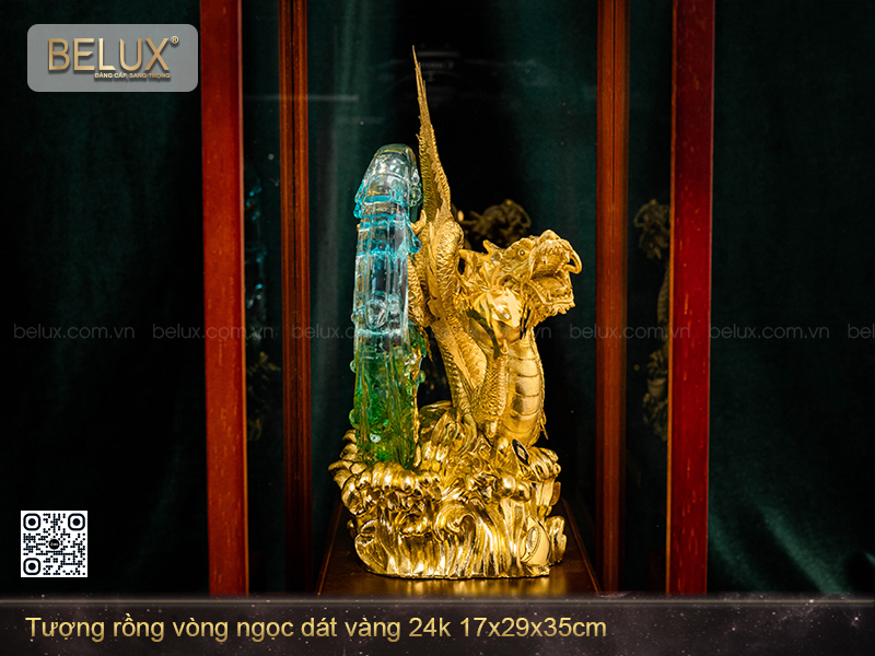 Tượng rồng vòng ngọc dát vàng 24k