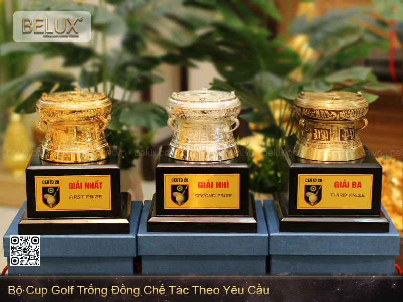 Bộ Cúp Golf Trống Đồng Chế Tác Theo Mẫu Yêu Cầu