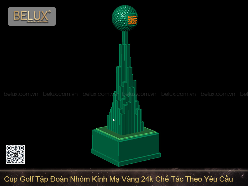 Cup Golf CLB Nhôm Kính Toàn Quốc Bằng Đồng Mạ Vàng 24k