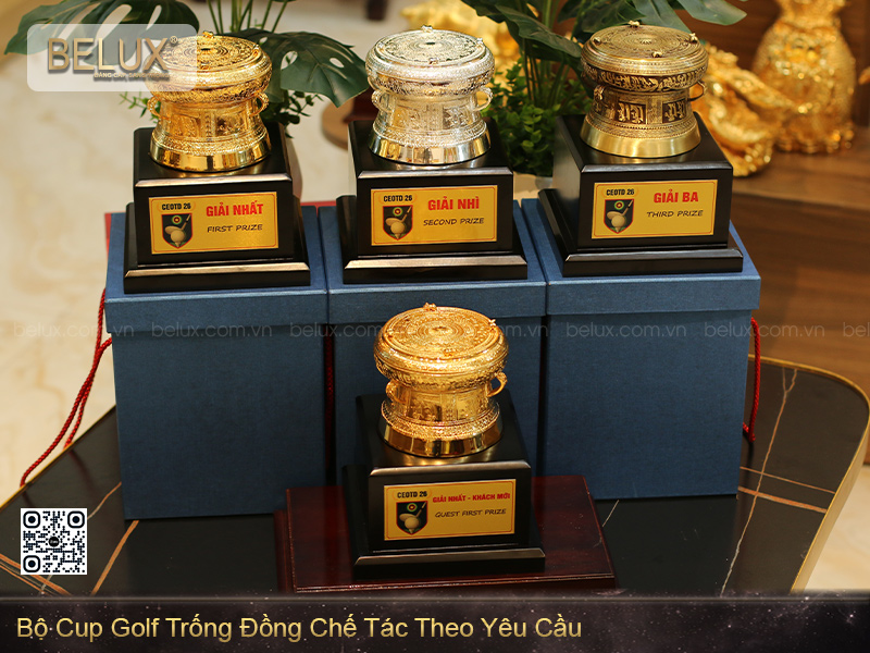 Bộ Cúp Golf Trống Đồng Chế Tác Theo Mẫu Yêu Cầu