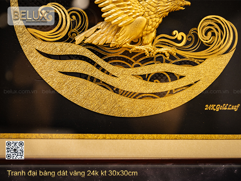 Tranh đại bàng dát vàng 24k kt 30x30cm